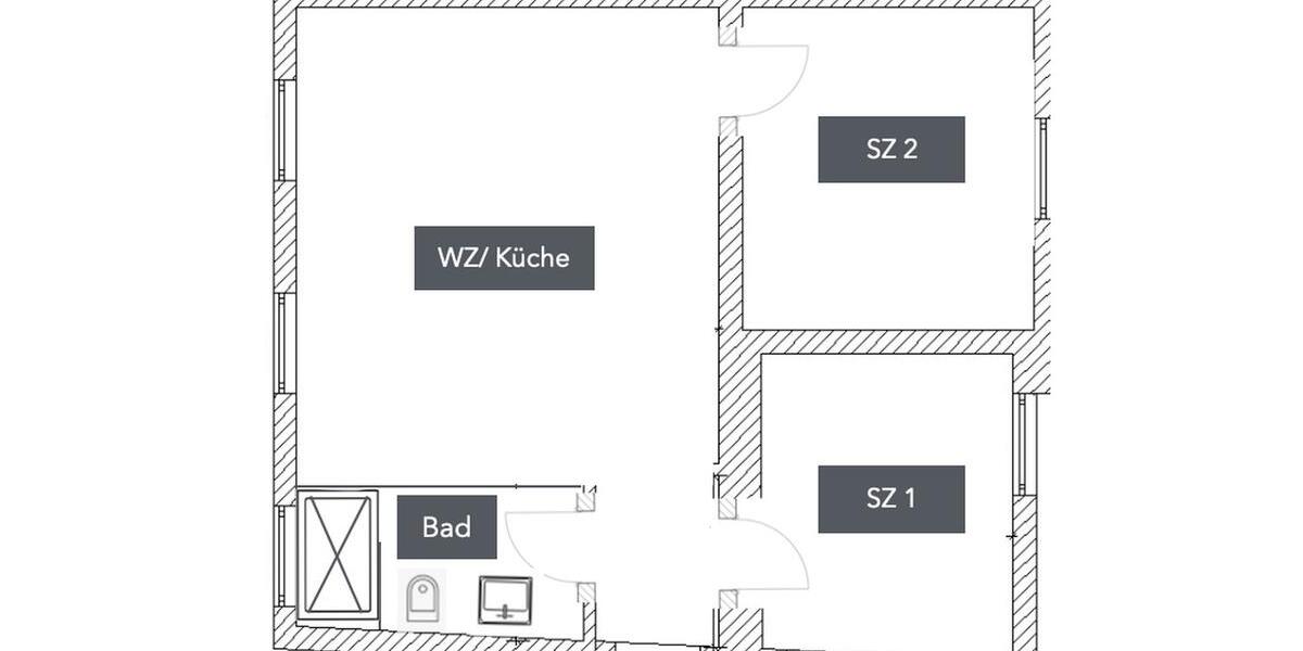 Etagenwohnung Krefeld Cracau - 2.5 Zimmer, 50 m&sup2;, 570&euro; | Angebot:26013997