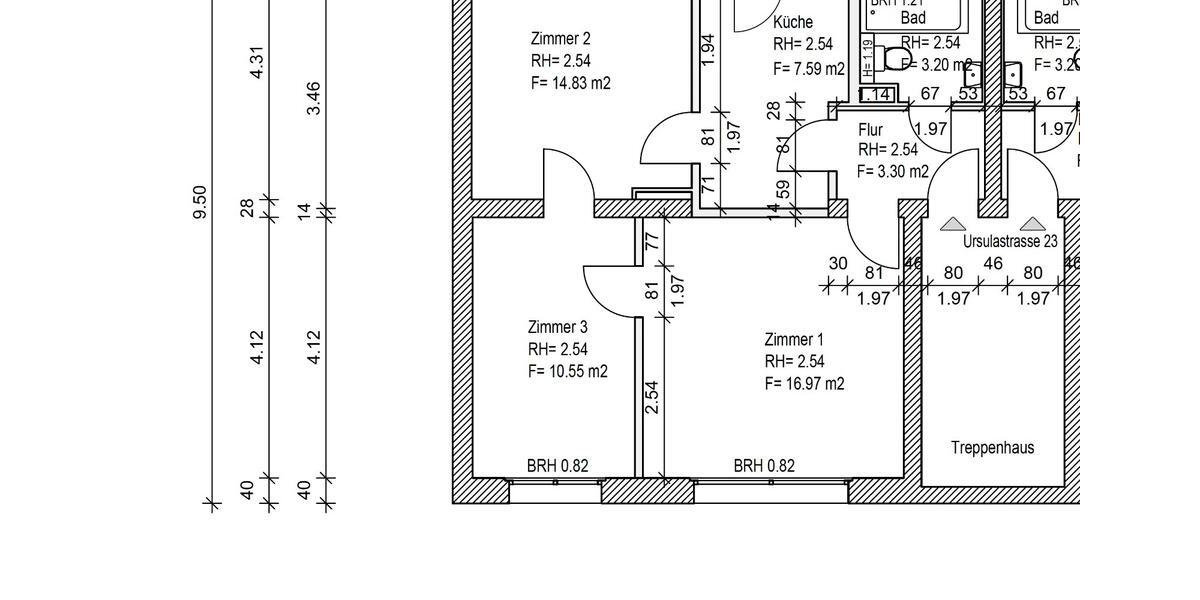 Etagenwohnung Duisburg Rheinhausen - 3 Zimmer, 59 m&sup2;, 550&euro; | Angebot:26020352
