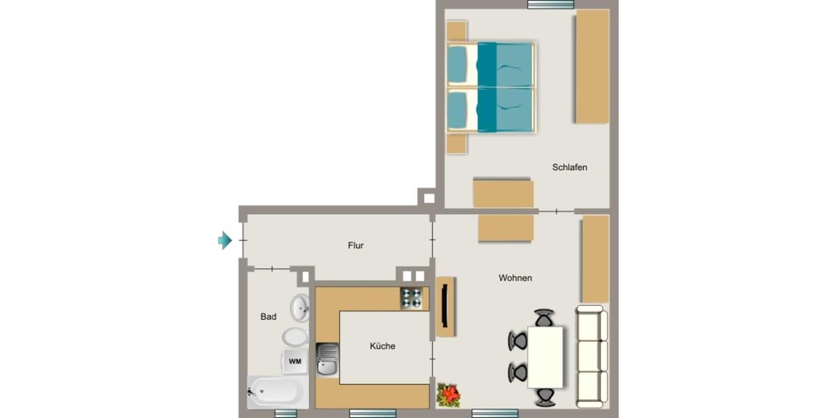 Etagenwohnung Kamp-Lintfort Lintfort - 2.5 Zimmer, 43 m&sup2;, 401&euro; | Angebot:25643783
