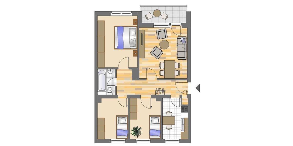 Etagenwohnung Mönchengladbach Nord - 3 Zimmer, 63 m&sup2;, 659&euro; | Angebot:25924753
