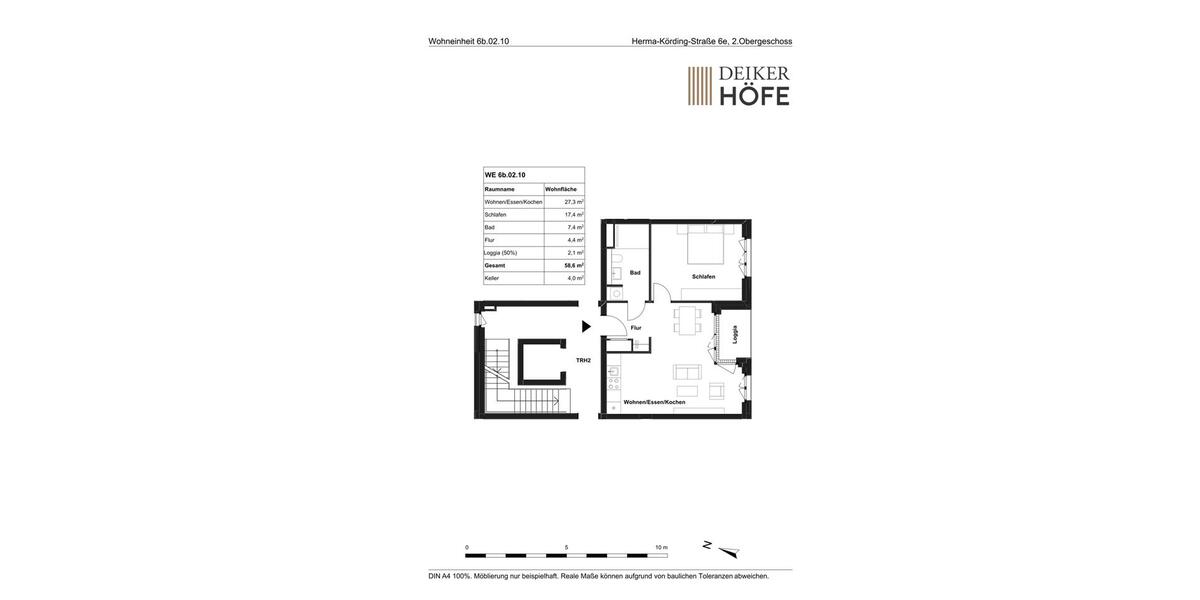 Etagenwohnung Düsseldorf Stadtbezirk 5 - 2 Zimmer, 59 m&sup2;, 1.320&euro; | Angebot:25891666