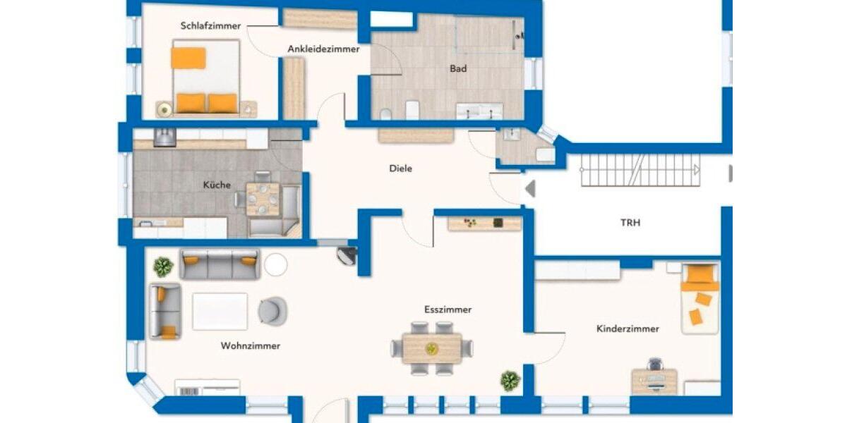 Etagenwohnung Duisburg Mittelmeiderich - 4 Zimmer, 125 m&sup2;, 1.150&euro; | Angebot:26621370