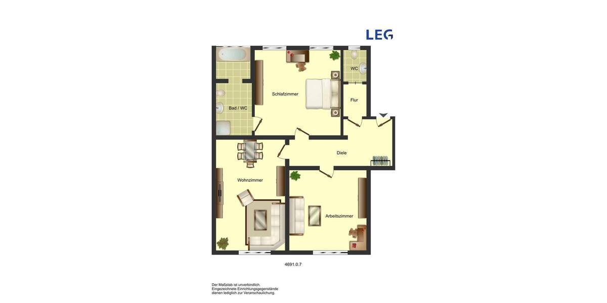 Etagenwohnung Duisburg Laar - 2 Zimmer, 75 m&sup2;, 619&euro; | Angebot:25149663