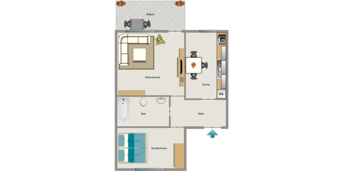 Erdgeschoßwohnung Oberhausen Biefang - 2.5 Zimmer, 50 m&sup2;, 443&euro; | Angebot:25960173