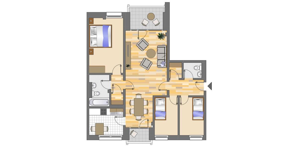 Etagenwohnung Düsseldorf Stadtbezirk 9 - 4 Zimmer, 83 m&sup2;, 859&euro; | Angebot:25992876