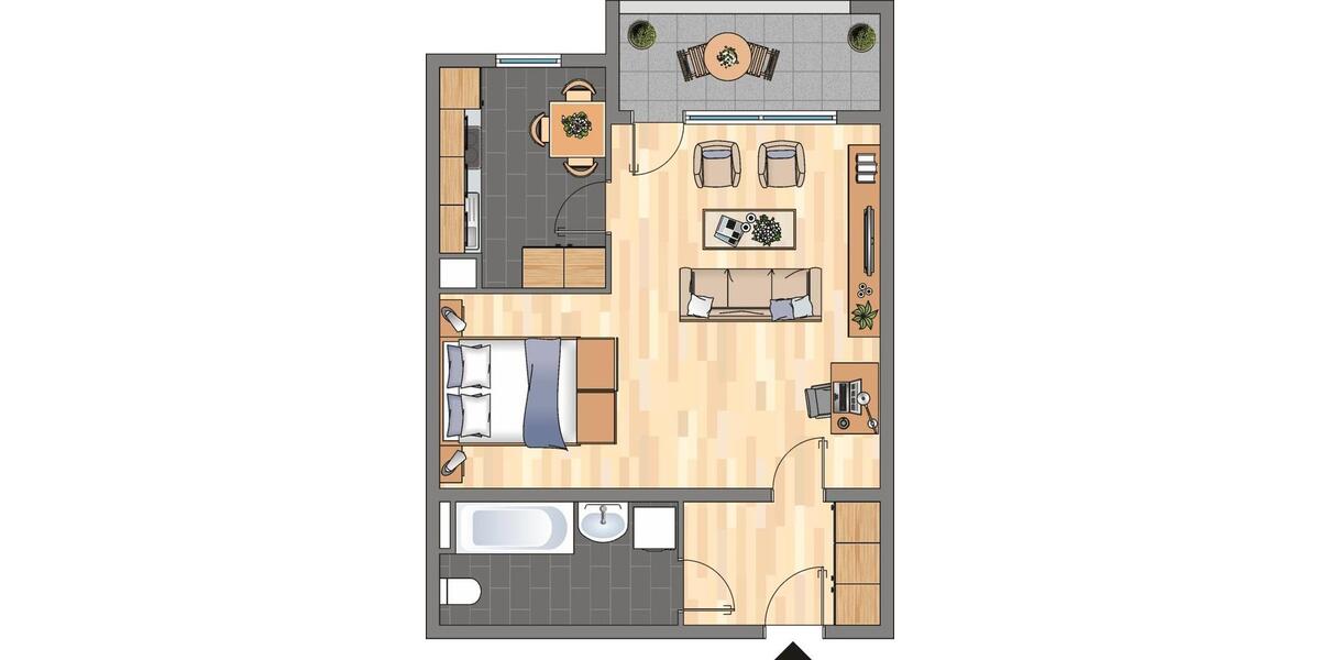 Etagenwohnung Duisburg Hamborn - 1 Zimmer, 43 m&sup2;, 215&euro; | Angebot:25927197