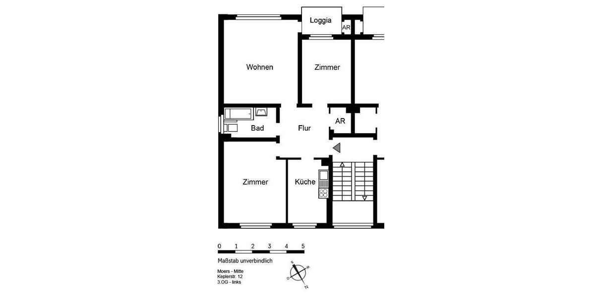 Etagenwohnung Moers - 3.5 Zimmer, 74 m&sup2;, 749&euro; | Angebot:26003864