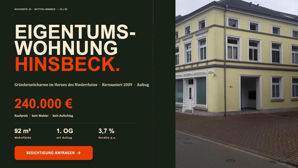 Etagenwohnung Nettetal - 3 Zimmer, 92 m&sup2;, 240.000&euro; | Angebot:26995700