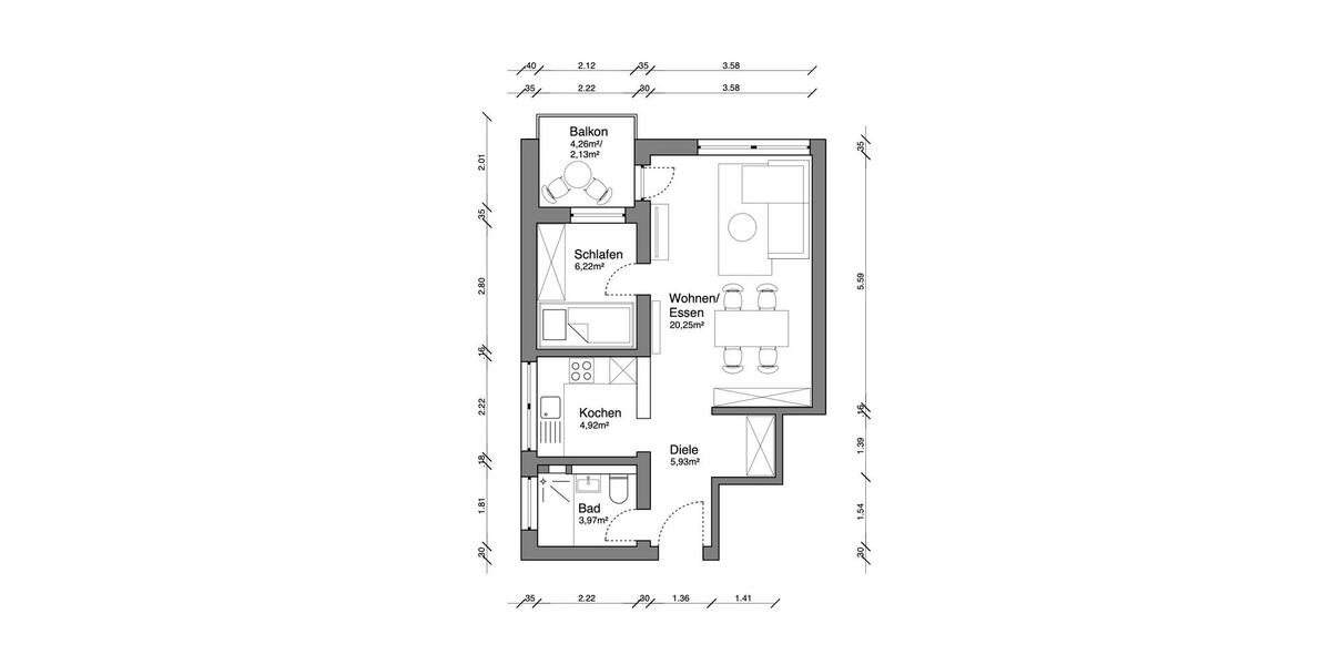 Etagenwohnung Haan - 2 Zimmer, 46 m&sup2;, 849&euro; | Angebot:25961198