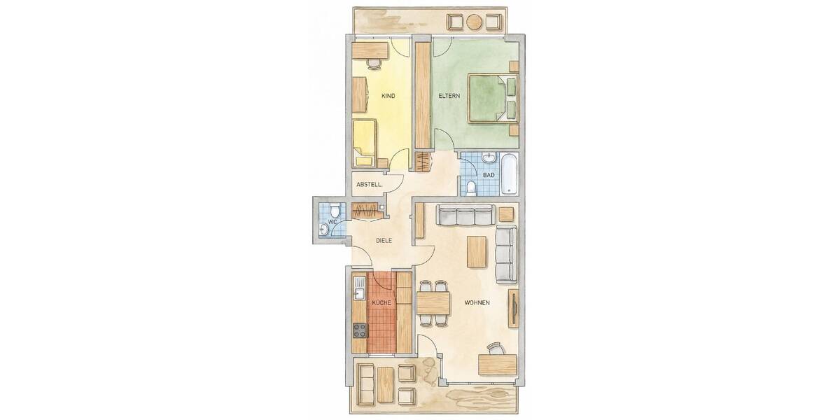 Terrassenwohnung Neuss Norf - 3 Zimmer, 91 m&sup2;, 295.000&euro; | Angebot:25926765