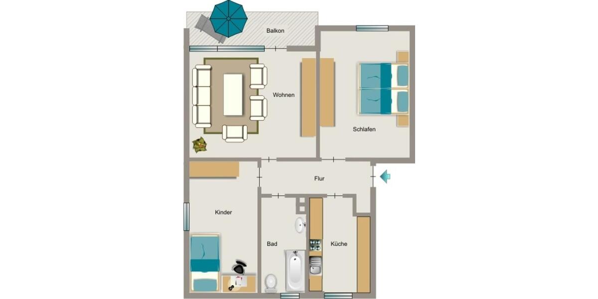 Etagenwohnung Moers Rheinkamp - 3.5 Zimmer, 65 m&sup2;, 565&euro; | Angebot:26329875