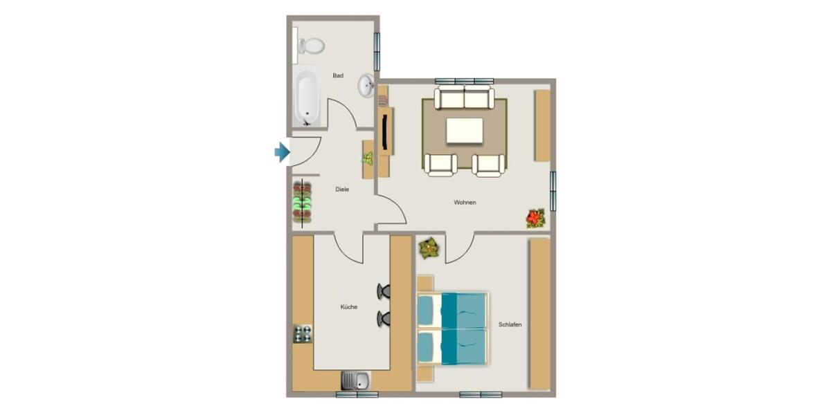 Etagenwohnung Duisburg Hamborn - 2.5 Zimmer, 61 m&sup2;, 352&euro; | Angebot:25386633