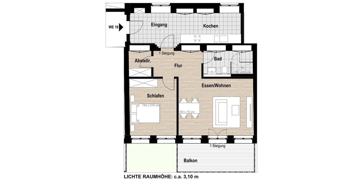 Etagenwohnung Krefeld Fischeln - 2.5 Zimmer, 76 m&sup2;, 1.062&euro; | Angebot:25081013