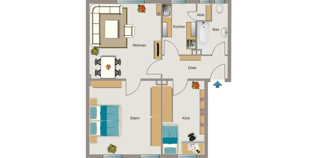 Etagenwohnung Krefeld Gartenstadt - 3.5 Zimmer, 60 m&sup2;, 585&euro; | Angebot:25175705