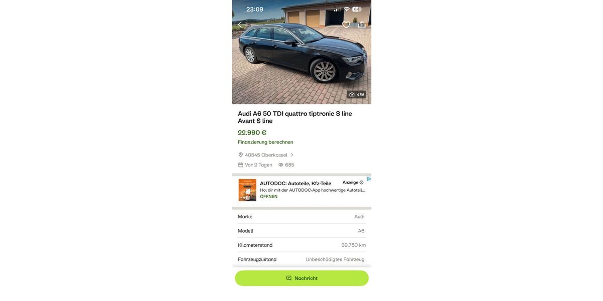 Audi A6 90.000 km 21.000 &euro; Düsseldorf 40545