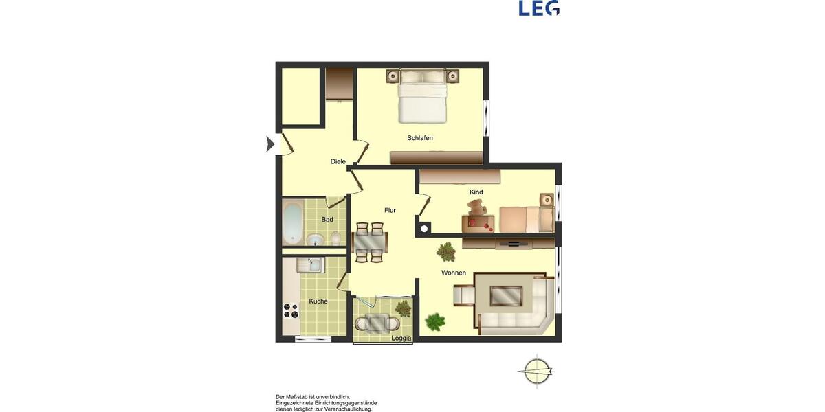 Etagenwohnung Ratingen Tiefenbroich - 3 Zimmer, 76 m&sup2;, 869&euro; | Angebot:26680370