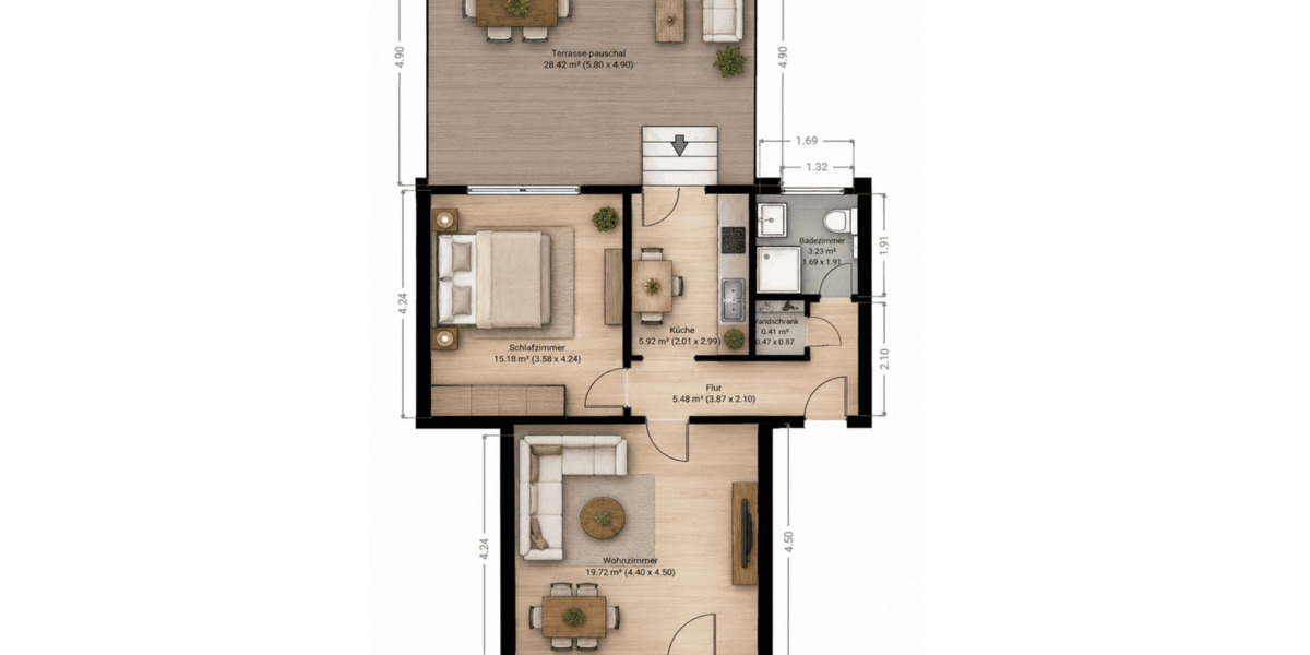 Etagenwohnung Duisburg Rumeln-Kaldenhausen - 2 Zimmer, 58 m&sup2;, 119.000&euro; | Angebot:26658389