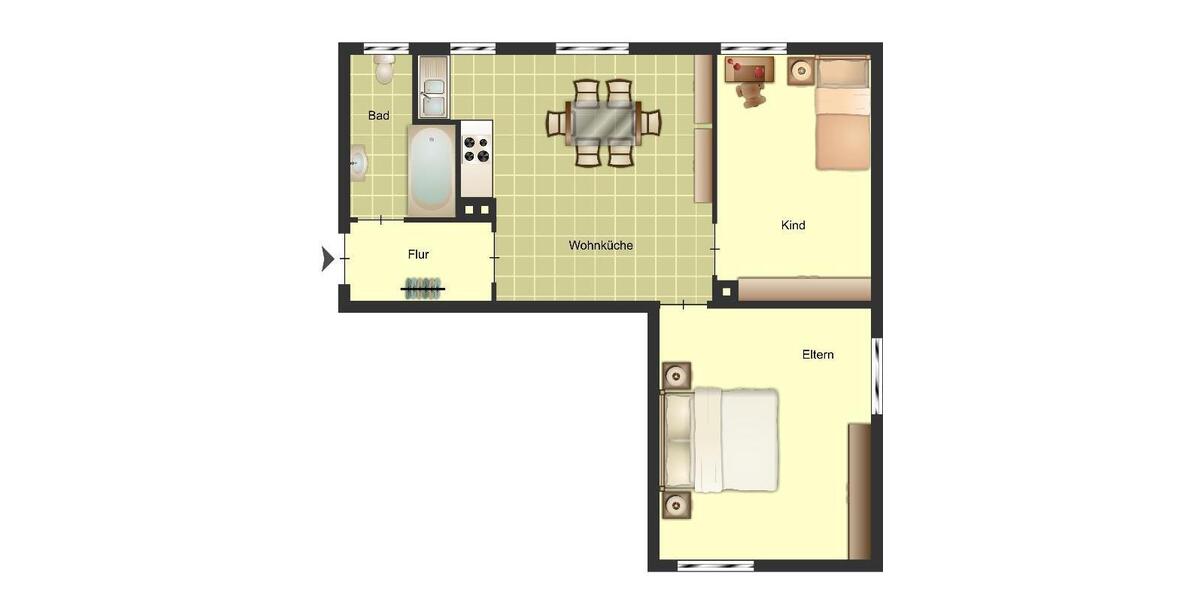 Etagenwohnung Duisburg Huckingen - 2 Zimmer, 51 m&sup2;, 479&euro; | Angebot:25974814