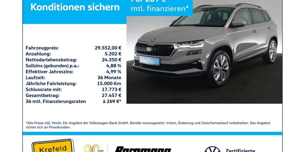 Skoda Karoq 73.683 km 29.552 &euro; Krefeld 47803