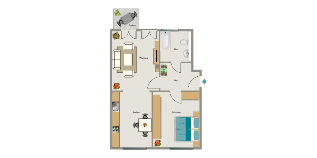 Etagenwohnung Duisburg Hamborn - 2.5 Zimmer, 54 m&sup2;, 404&euro; | Angebot:26015246