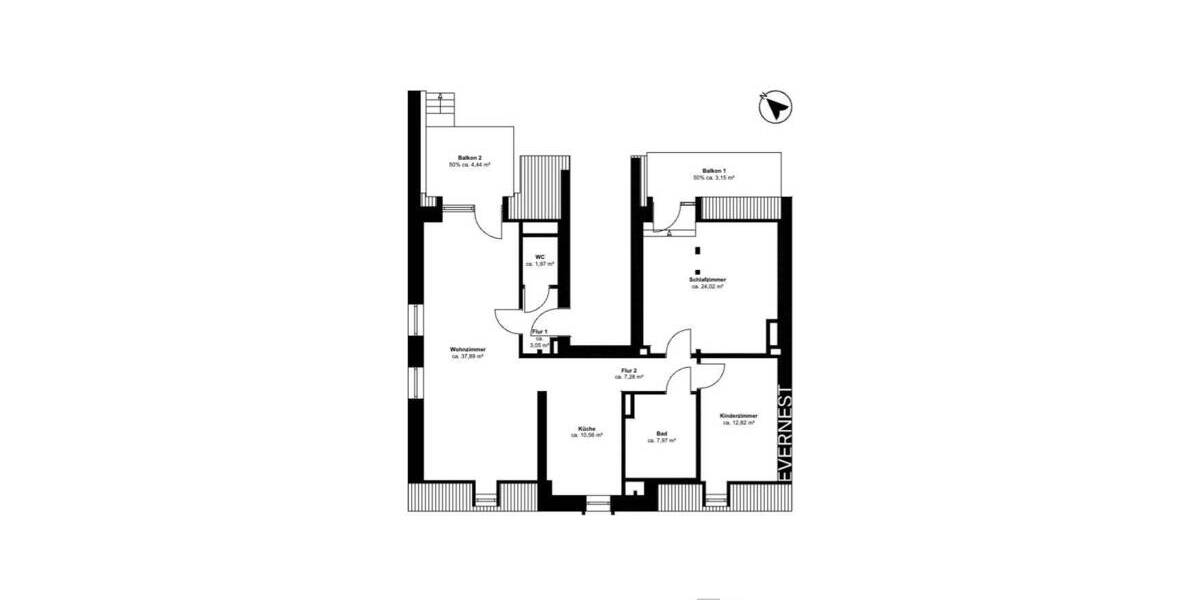 Etagenwohnung Düsseldorf Ludenberg - 3 Zimmer, 113 m&sup2;, 695.000&euro; | Angebot:25686286
