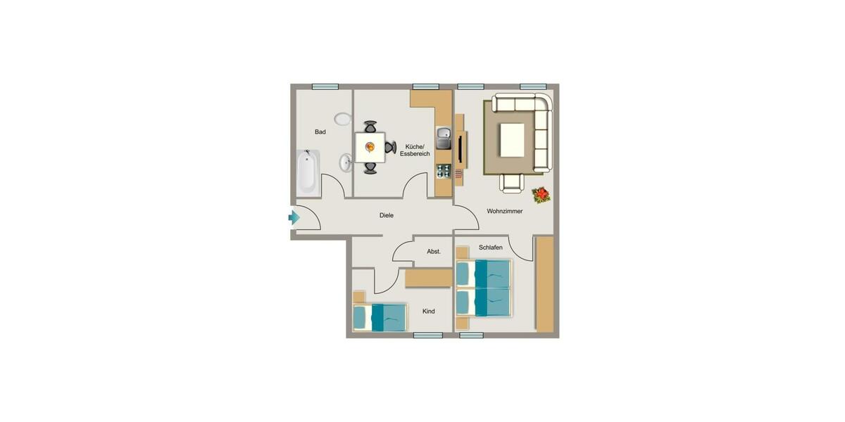 Erdgeschoßwohnung Duisburg Hamborn - 3.5 Zimmer, 75 m&sup2;, 430&euro; | Angebot:26539890