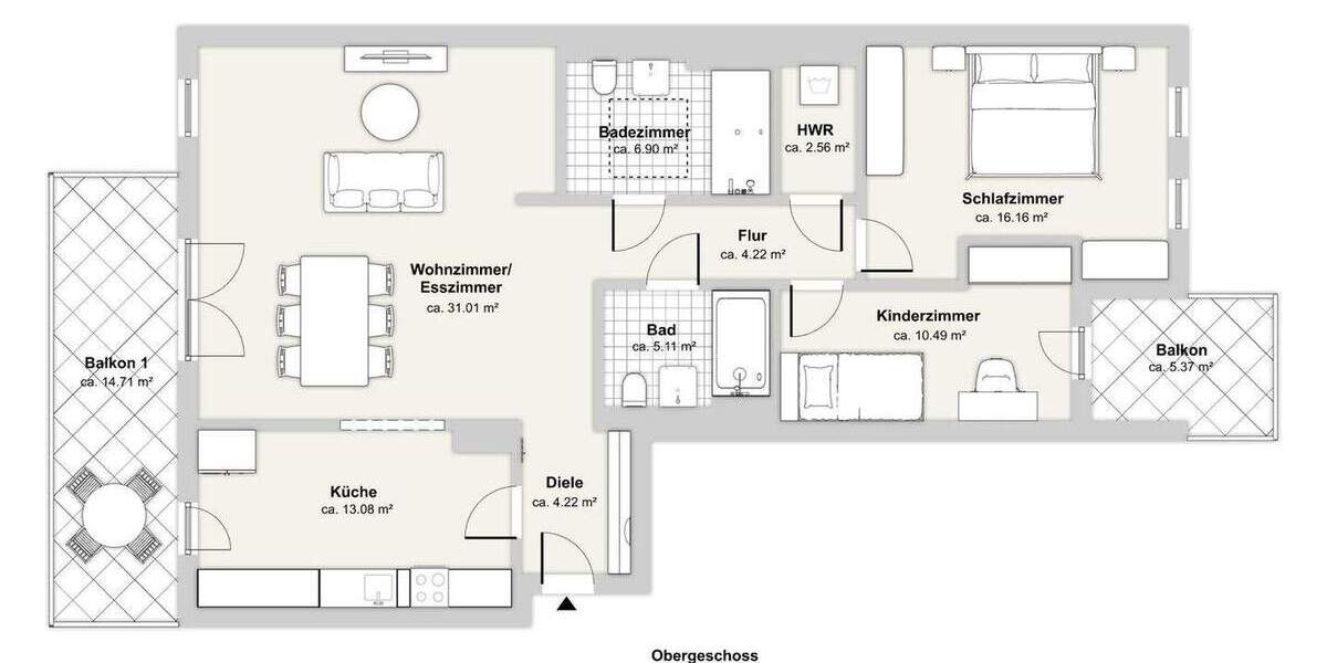 Etagenwohnung Düsseldorf Eller - 3 Zimmer, 107 m&sup2;, 1.890&euro; | Angebot:25739036