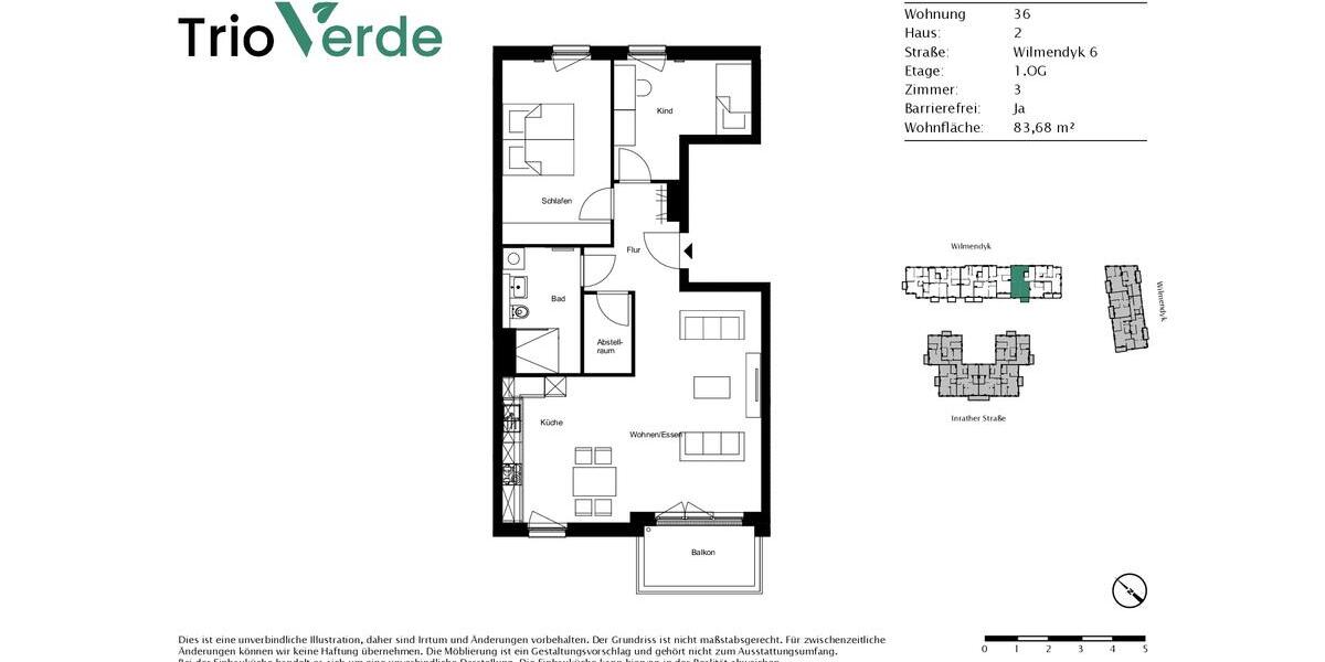 Etagenwohnung Krefeld Benrad - 3 Zimmer, 84 m&sup2;, 1.045&euro; | Angebot:26665031