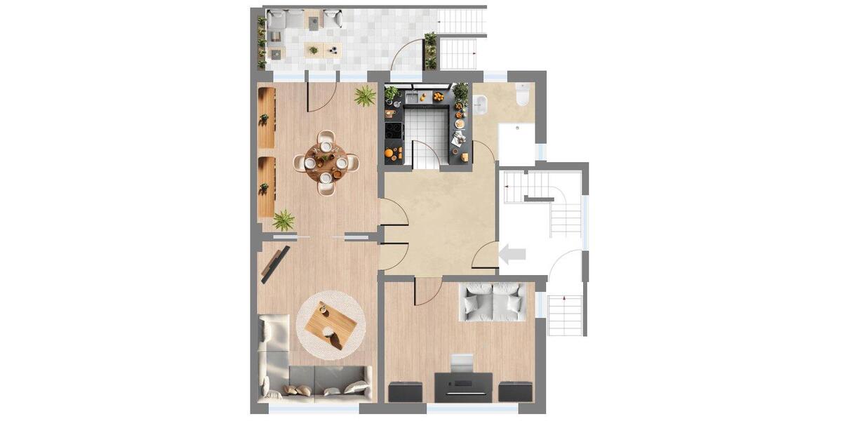 Erdgeschoßwohnung Düsseldorf Stadtbezirk 6 - 1.5 Zimmer, 90 m&sup2;, 1.500&euro; | Angebot:25995522