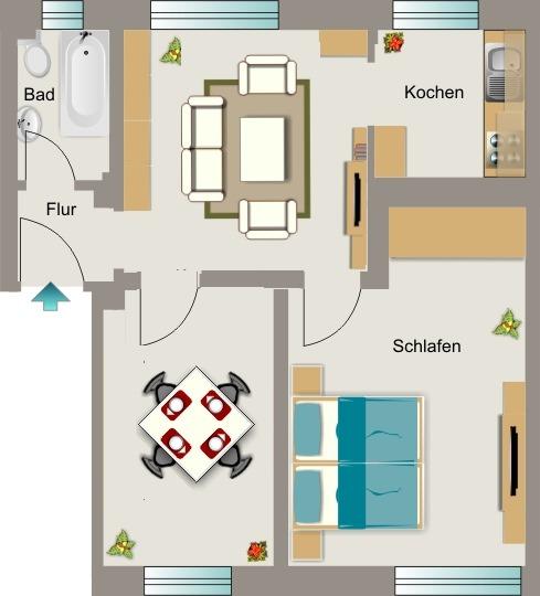 Etagenwohnung Kamp-Lintfort Lintfort - 3.5 Zimmer, 51 m&sup2;, 438&euro; | Angebot:25643782