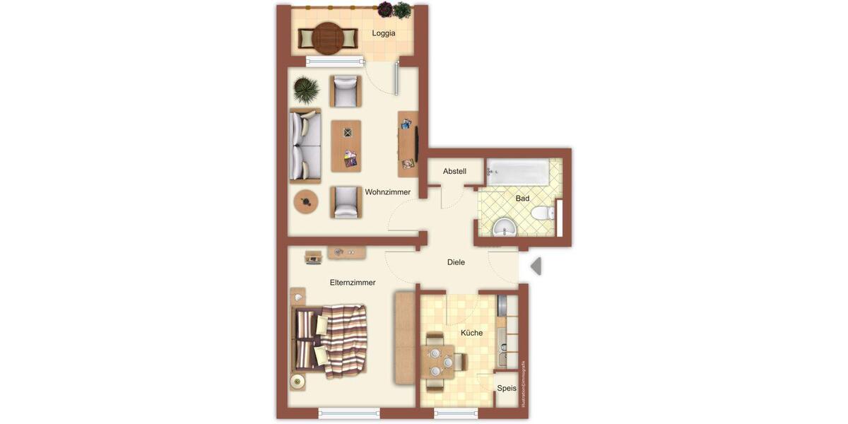 Erdgeschoßwohnung Mönchengladbach Süd - 2 Zimmer, 55 m&sup2;, 519&euro; | Angebot:25323288