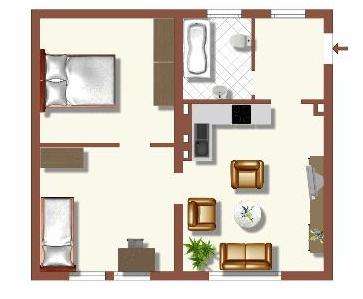 Etagenwohnung Duisburg Huckingen - 2 Zimmer, 55 m&sup2;, 509&euro; | Angebot:25915601