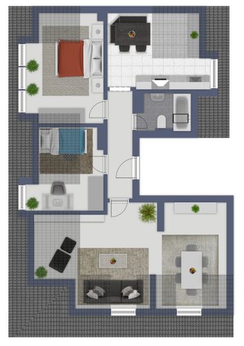 Dachgeschoßwohnung Duisburg Essenberg - 3 Zimmer, 73 m&sup2;, 529&euro; | Angebot:24979248