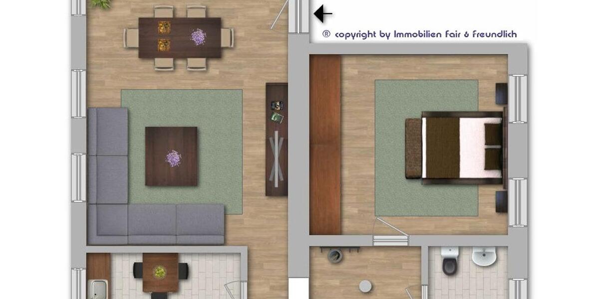 Etagenwohnung Krefeld Dießem - 2 Zimmer, 57 m&sup2;, 500&euro; | Angebot:23819907