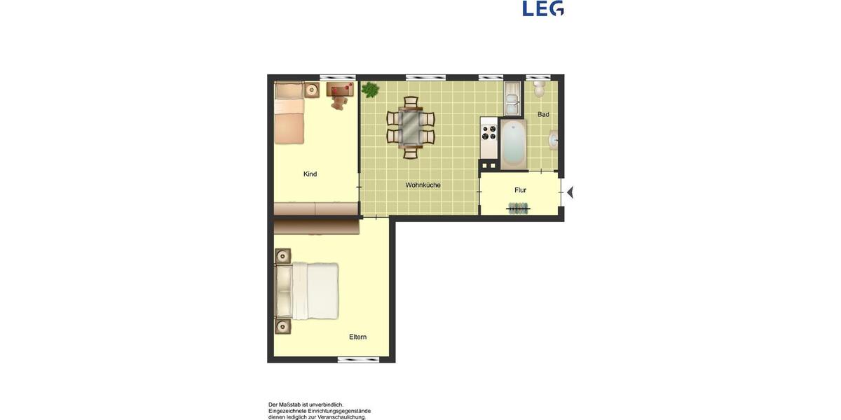Etagenwohnung Duisburg Huckingen - 2 Zimmer, 51 m&sup2;, 479&euro; | Angebot:25434242